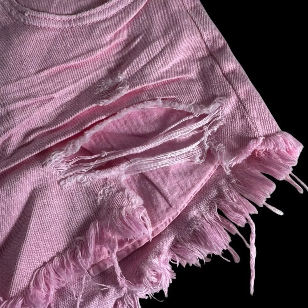 Free People We The Free NWT‎ Loving Good Vibrations Cutoff Shorts In Rosa Sz 32